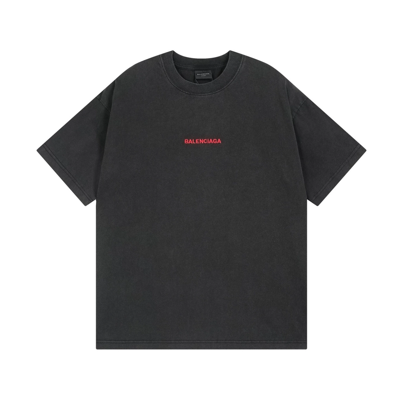 Balenciaga Logo Embroidered Washed Distressed T-shirt Black/Blue