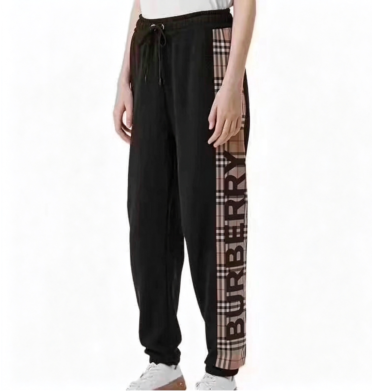 Burberry Side-Lettering Check Trousers Black