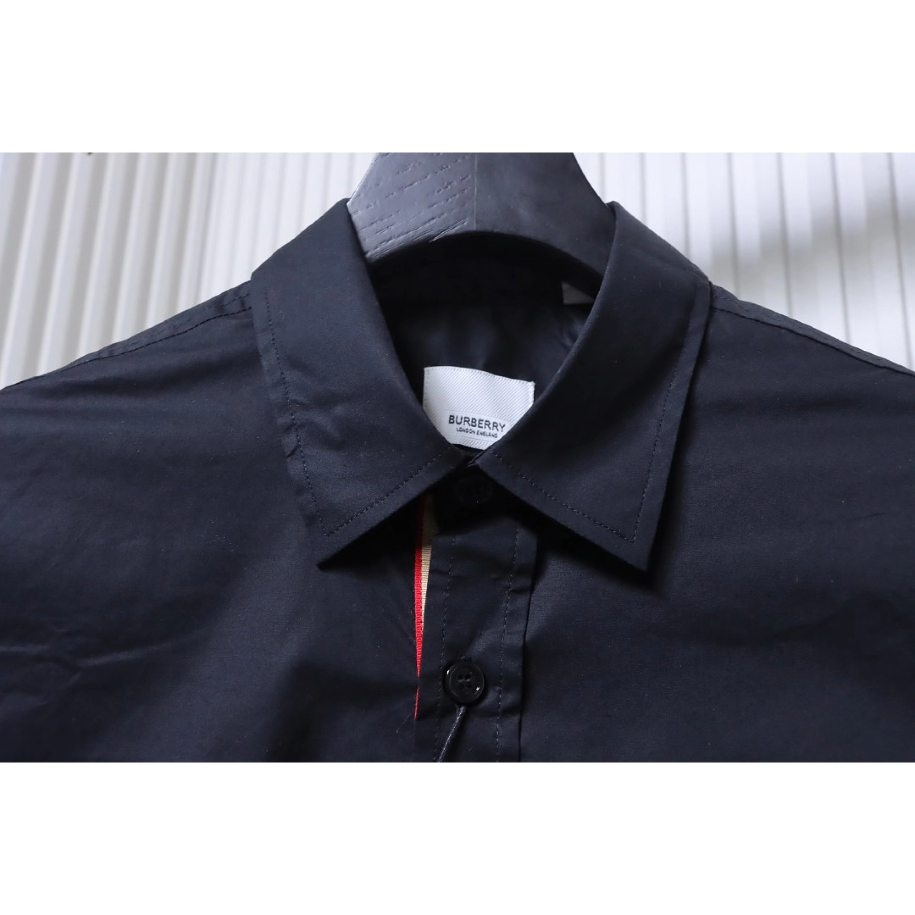 Burberry TB Logo Embroidered Cotton Shirt Black