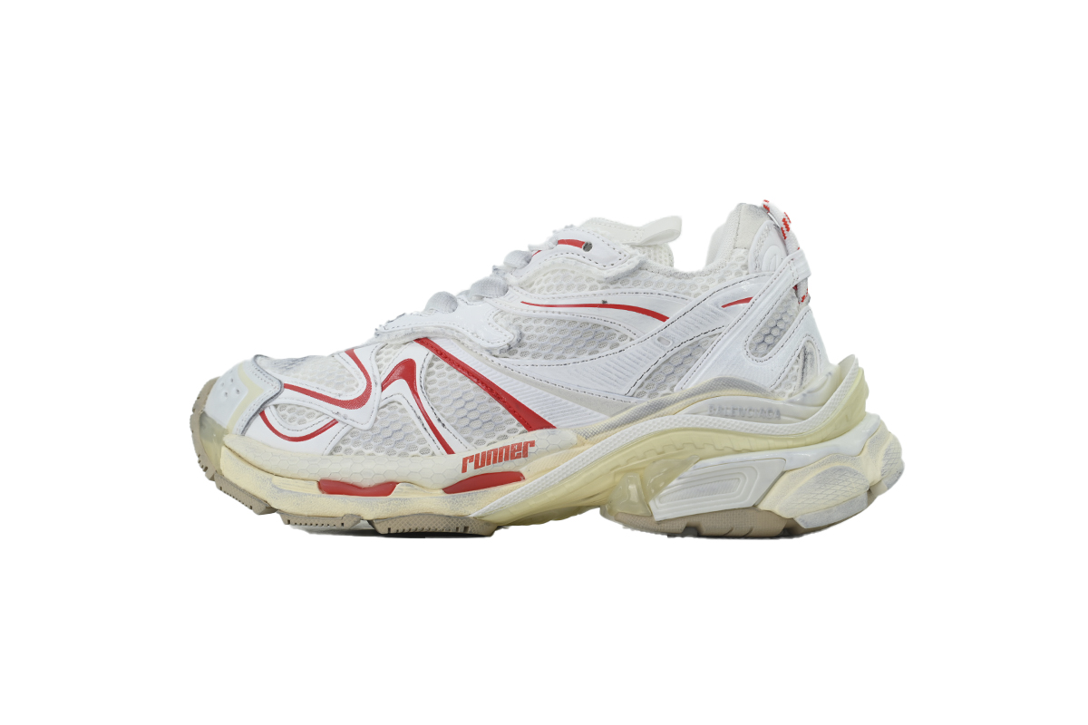 Balenciaga Wms Runner Sneaker White Red 779064 W3RXP 9260