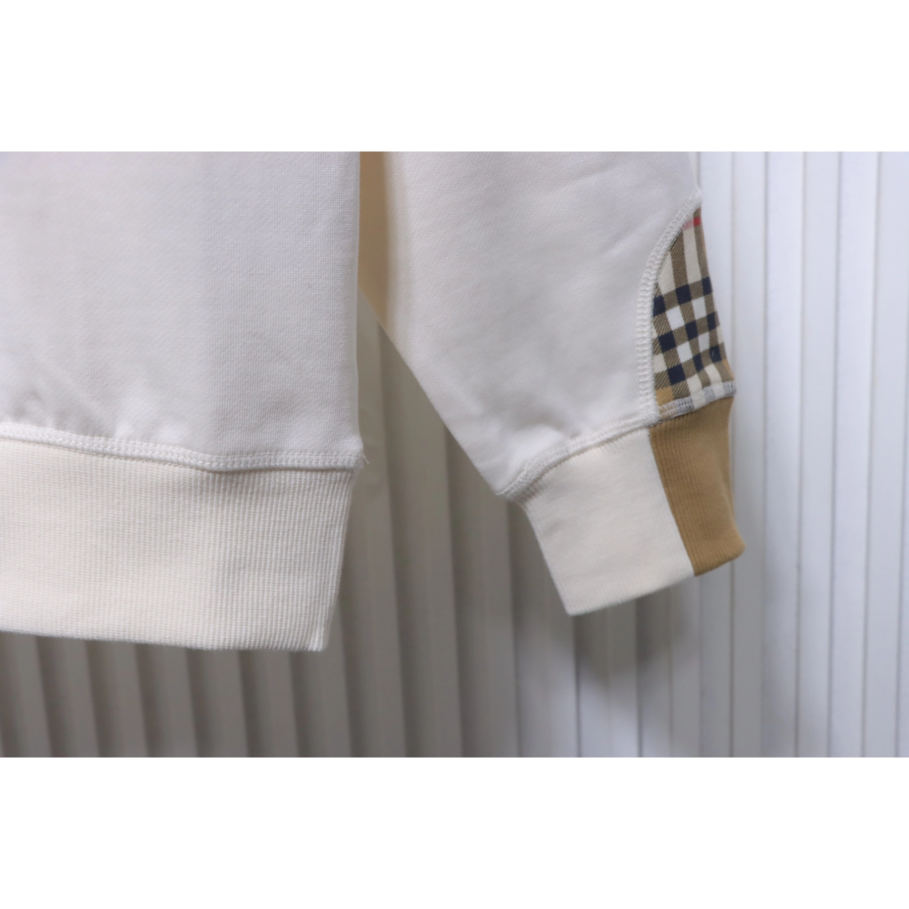 Burberry Check-Pocket Crewneck Sweatshirt White