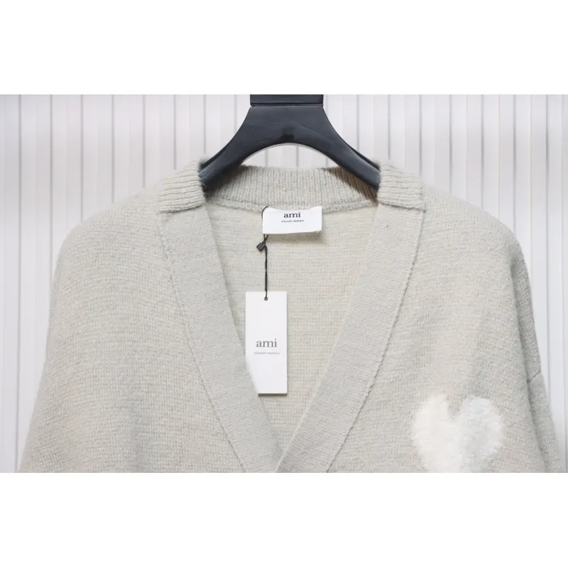 AMI Paris Ami de Coeur Cardigan Grey