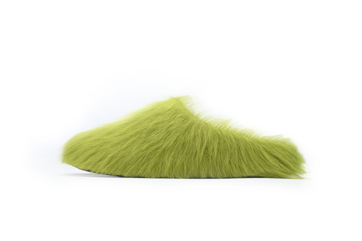 Marni Loafers Long-hair Calfskin Fussbett Sabot Green Slippers