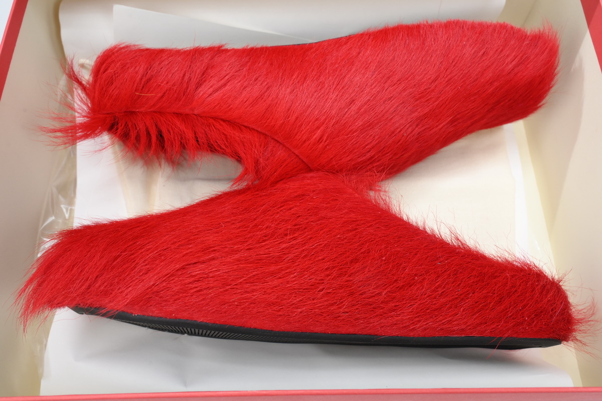 Marni Loafers Long-hair Calfskin Fussbett Sabot Red Slippers