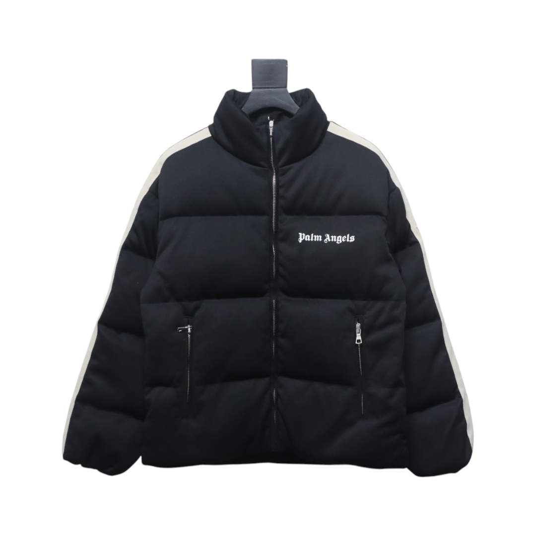 Moncler Palm Angels Striped Quilted Shell Down Jacket Black