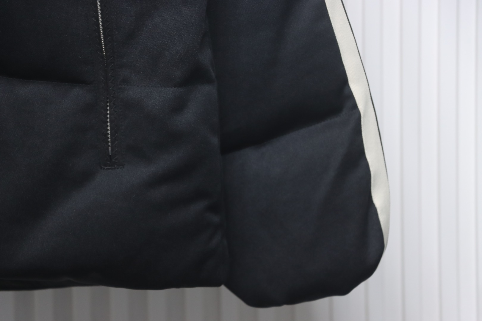 Moncler Palm Angels Striped Quilted Shell Down Jacket Black