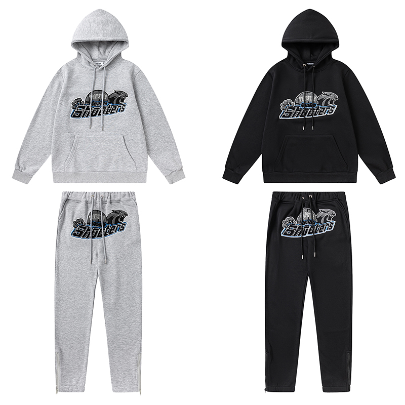 Trapstar Decoded Chenille Hoodie Tracksuit Black Grey