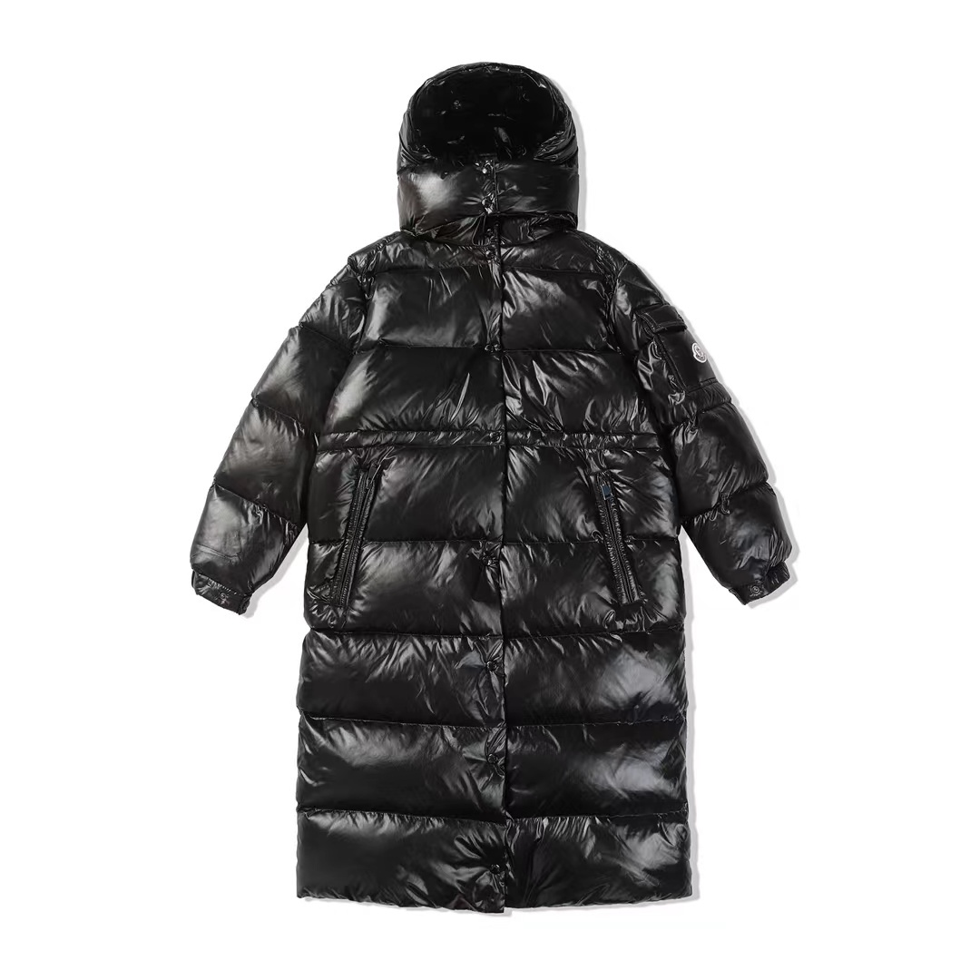 Moncler Maya Long Down Jacket Black White