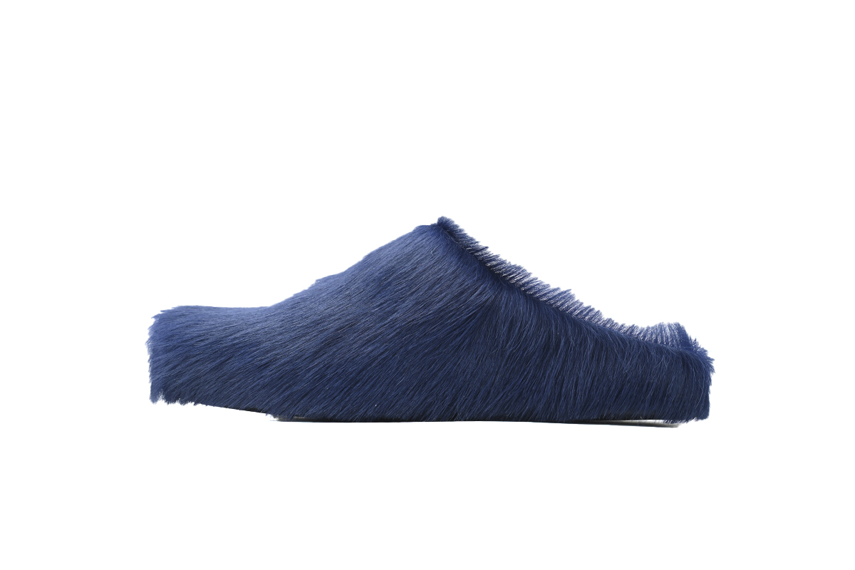Marni Loafers Long-hair Calfskin Fussbett Dark Blue Slippers