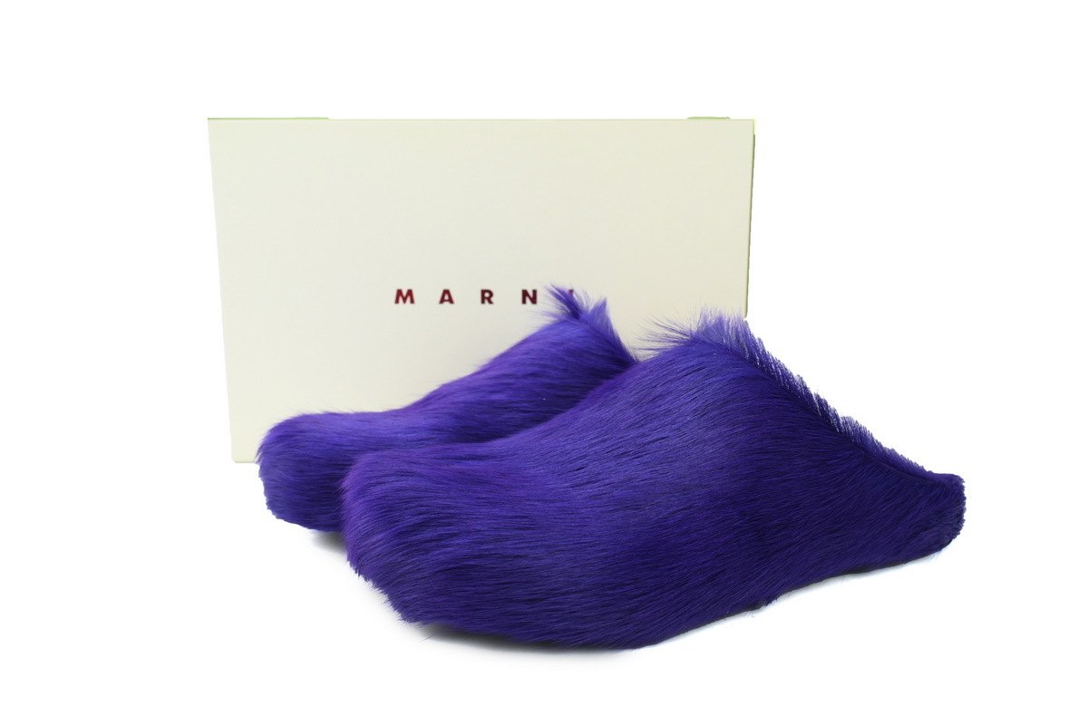 Marni Loafers Long-hair Calfskin Fussbett Purple Slippers