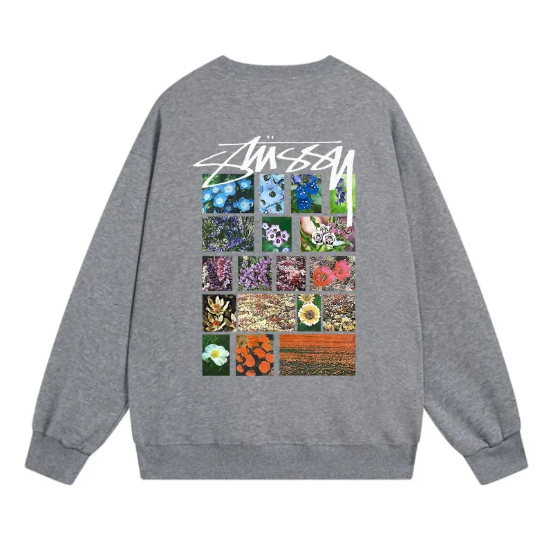 Stussy Flower Grid Pigment Dyed Hoodie Dark Grey