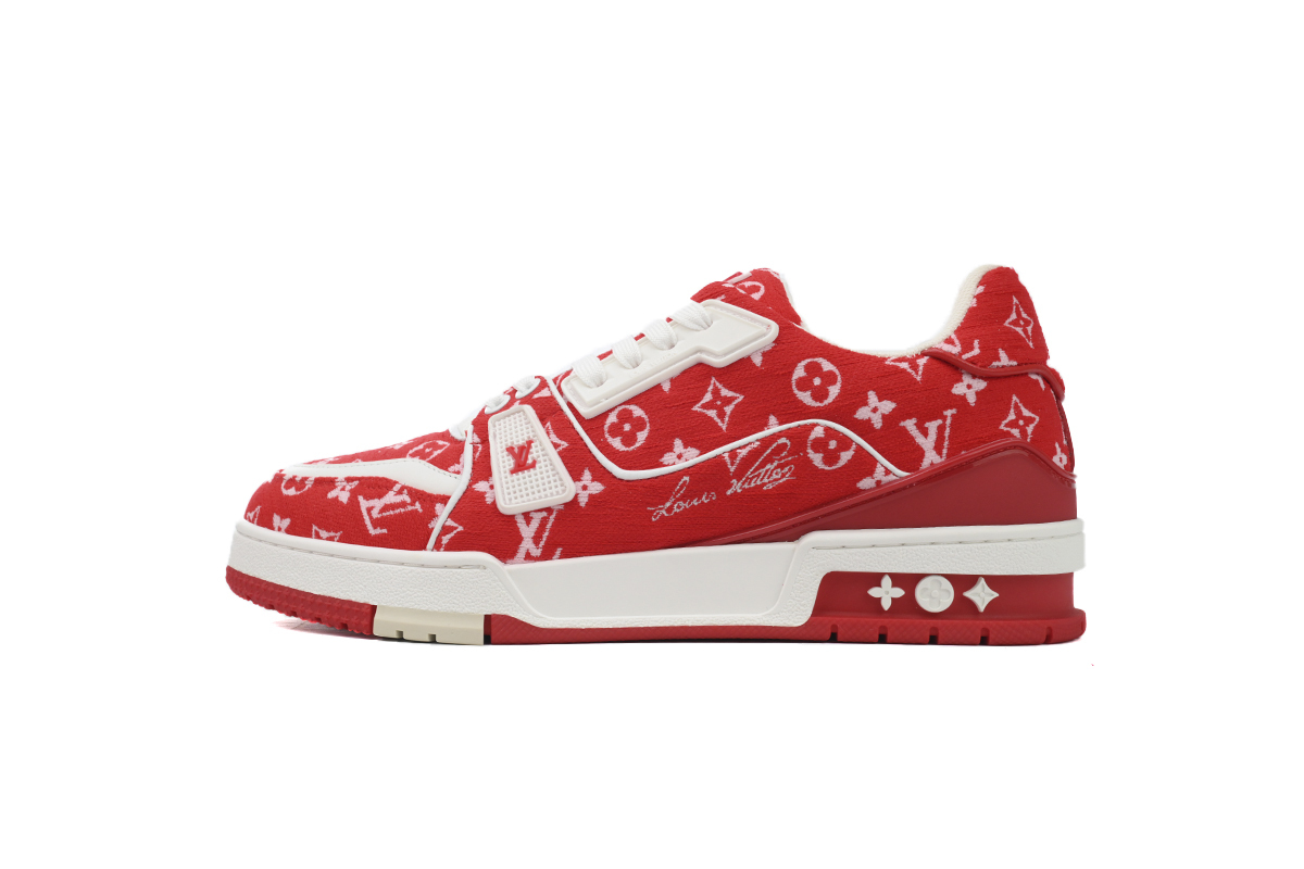Louis Vuitton Trainer Red Monogram Textile