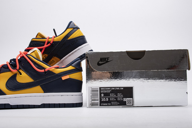 OFF WHITEx Nike Dunk SB Low White Michigan CT0856-700