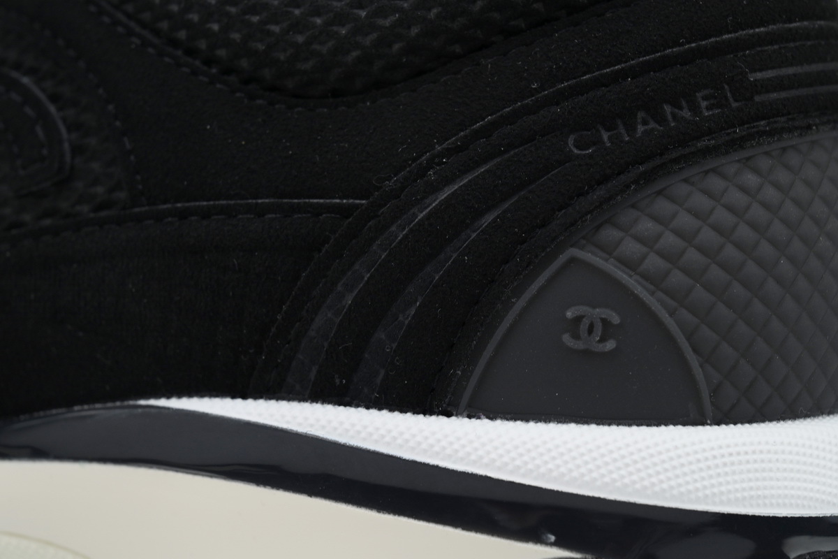 Chanel Fabric Laminated Low Top Sneakers Black