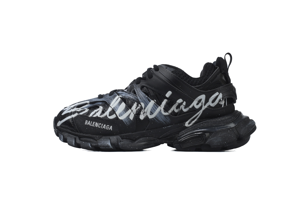 Balenciaga Track Sneaker Black White Graffiti 542436 WTRHW 1090