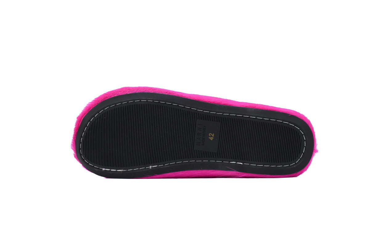 Marni Loafers Long-hair Calfskin Fussbett Sabot Rose Red Slippers