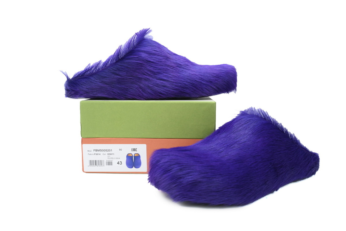 Marni Loafers Long-hair Calfskin Fussbett Purple Slippers