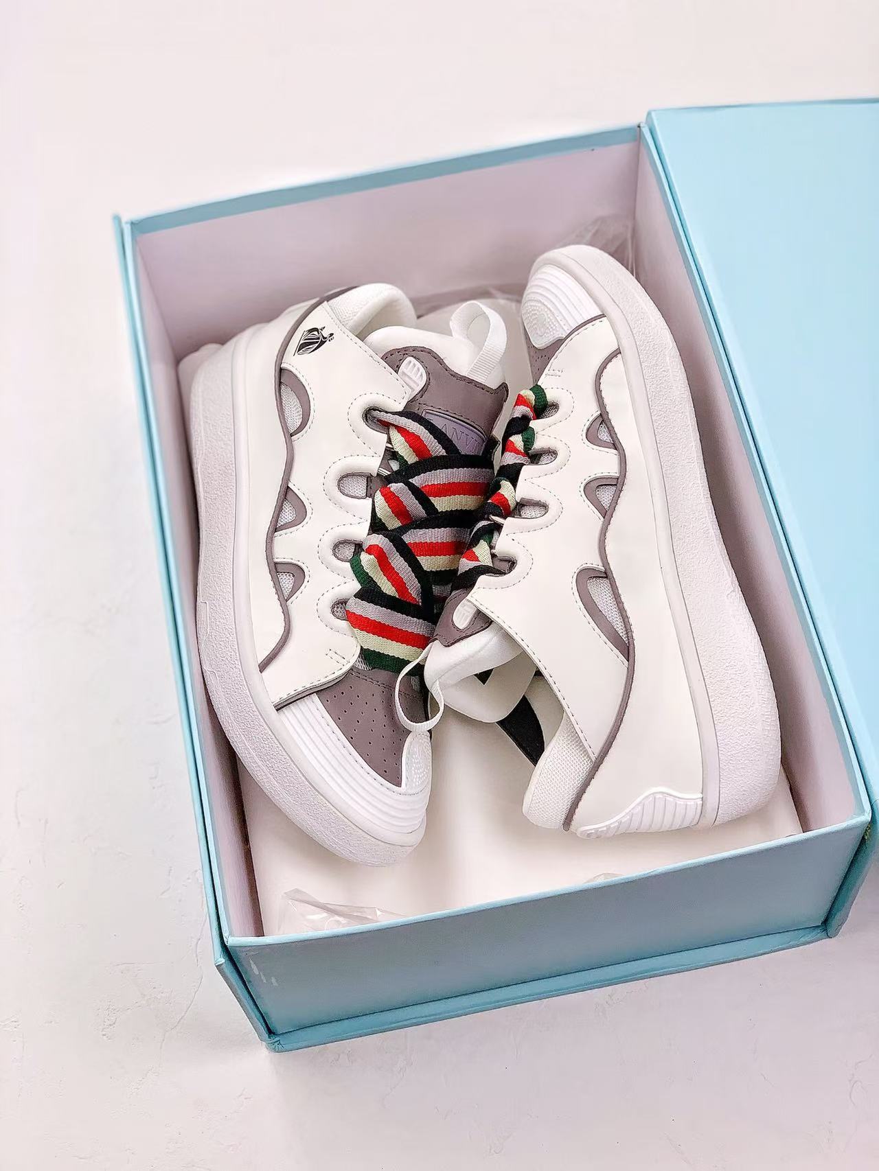 Lanvin Curb Sneakers White and Grey