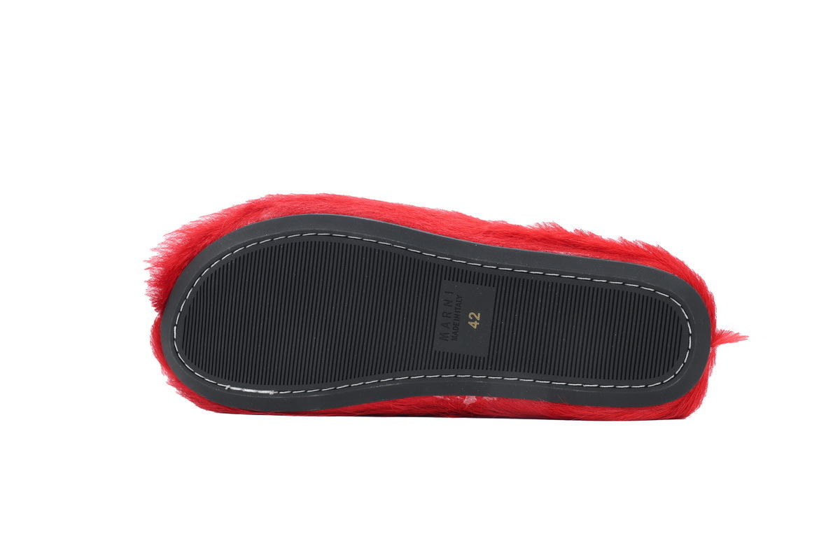 Marni Loafers Long-hair Calfskin Fussbett Sabot Red Slippers
