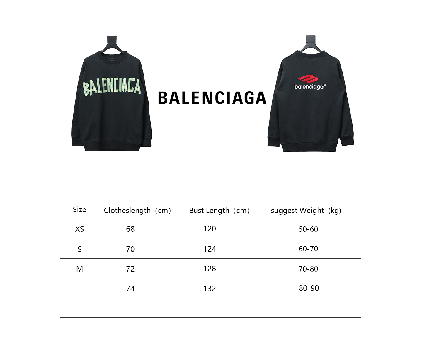 Balenciaga Double Front Crewneck Hoodie Black