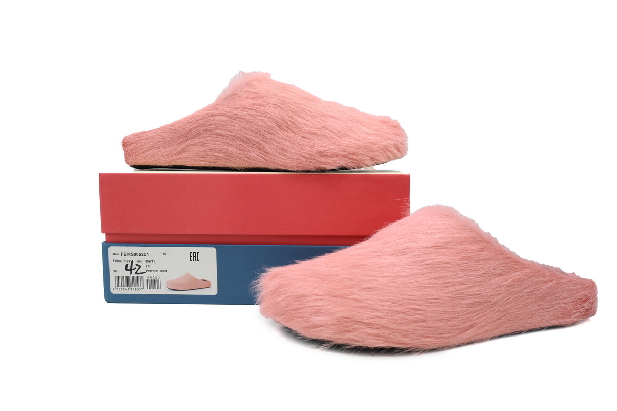 Marni Loafers Long-hair Calfskin Fussbett Sabot Pink Slippers