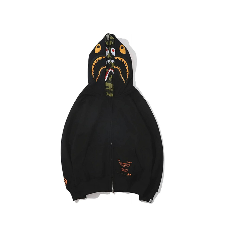 BAPE x Undefeated Double Shark Full Zip Hoodie Black