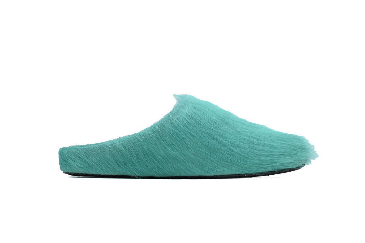 Marni Loafers Long-hair Calfskin Fussbett Sabot Light Green Slippers