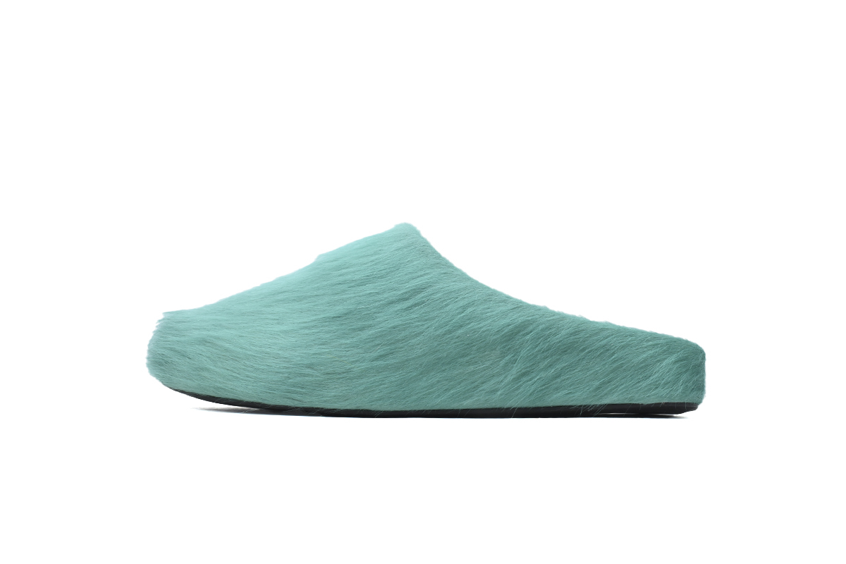 Marni Loafers Long-hair Calfskin Fussbett Sabot Light Green Slippers