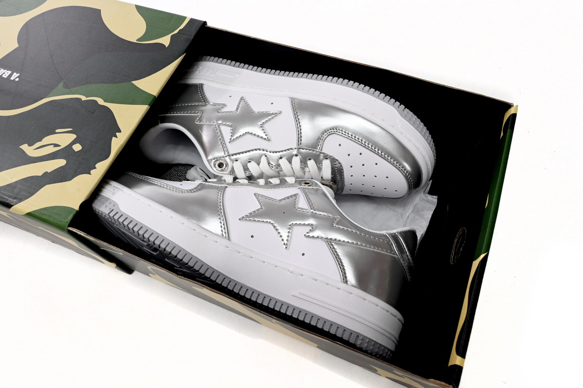 A Bathing Ape Bape Sta Low Silver 1H73 191 921
