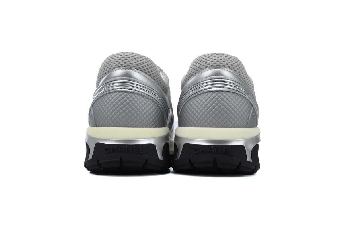 Chanel Fabric Laminated Low Top Sneakers Silver