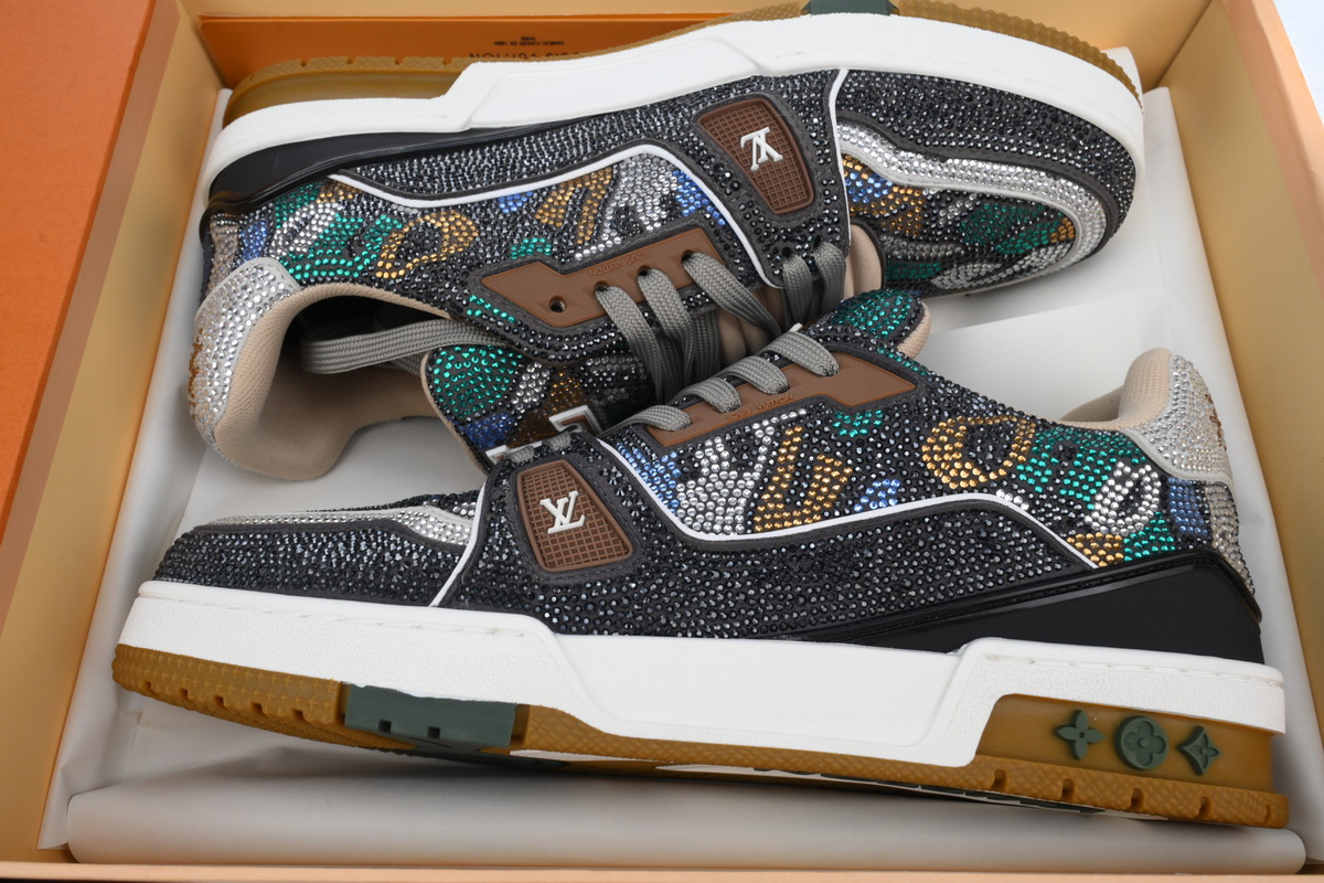 Louis Vuitton Trainer Khaki Camouflage Rhinestone