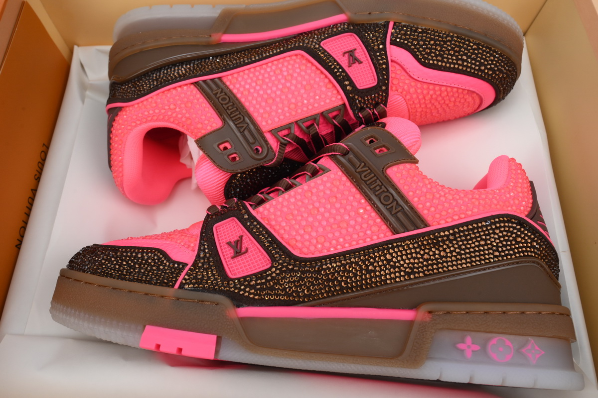 Louis Vuitton Trainer Pink Brown Rhinestone