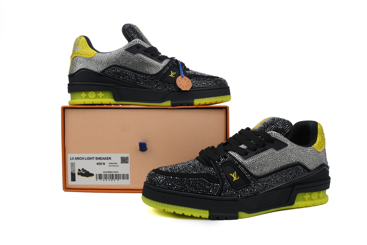 Louis Vuitton Trainer Black Yellow Rhinestone 1A9JXP