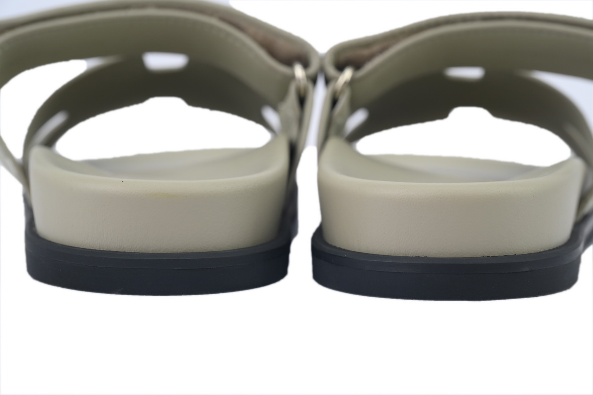 Hermes Calfskin Chypre Sandals Khaki