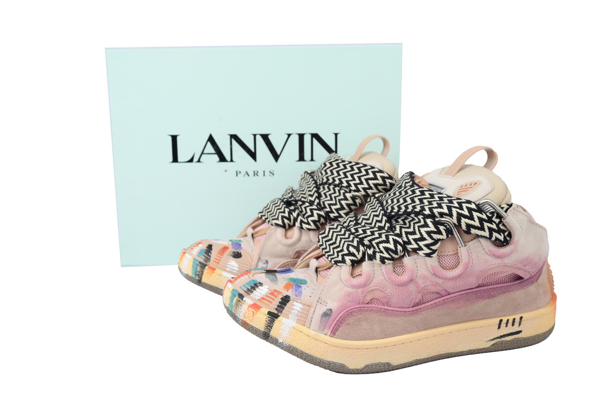 Lanvin Leather Curb x Gallery Dept Sneakers Paint Drip Pale Pink