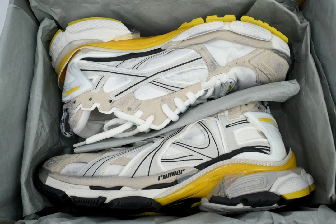 Balenciaga Runner Sneaker White Yellow 772767 W3RNY 9170