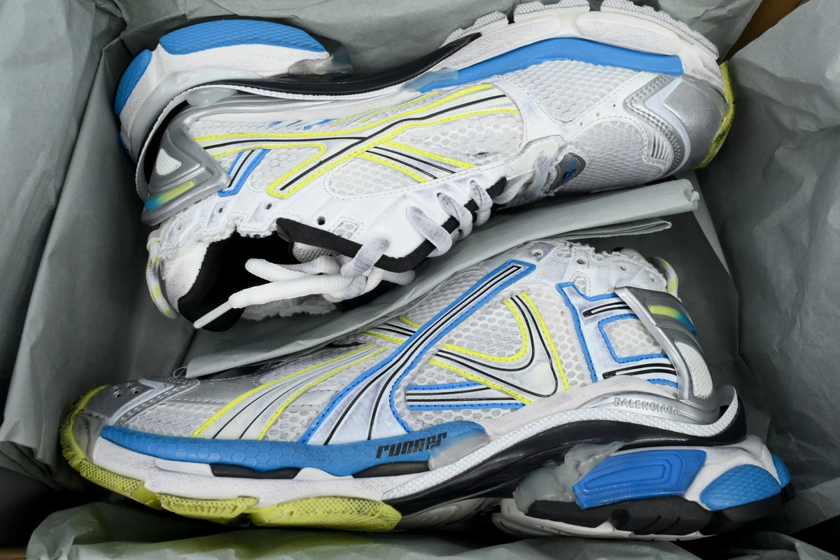 Balenciaga Runner Sneaker White Yellow Blue 772774 W3RMU 9074