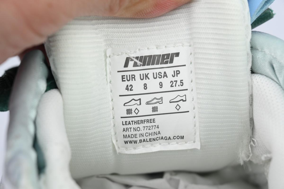 Balenciaga Runner Sneaker White Green Blue 772774 W3RMU 9034