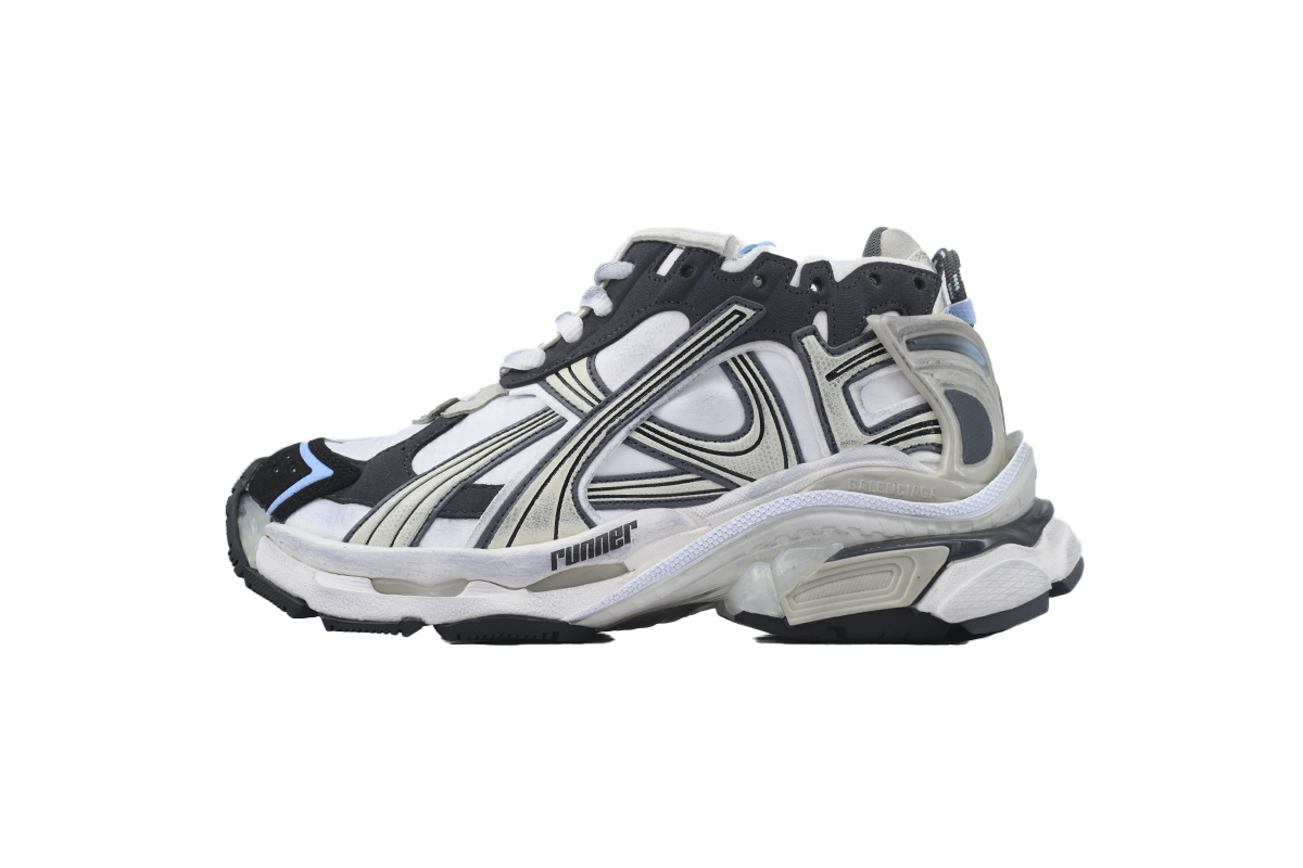 Balenciaga Runner Sneaker White Black Blue 772767 W3RNY 0623