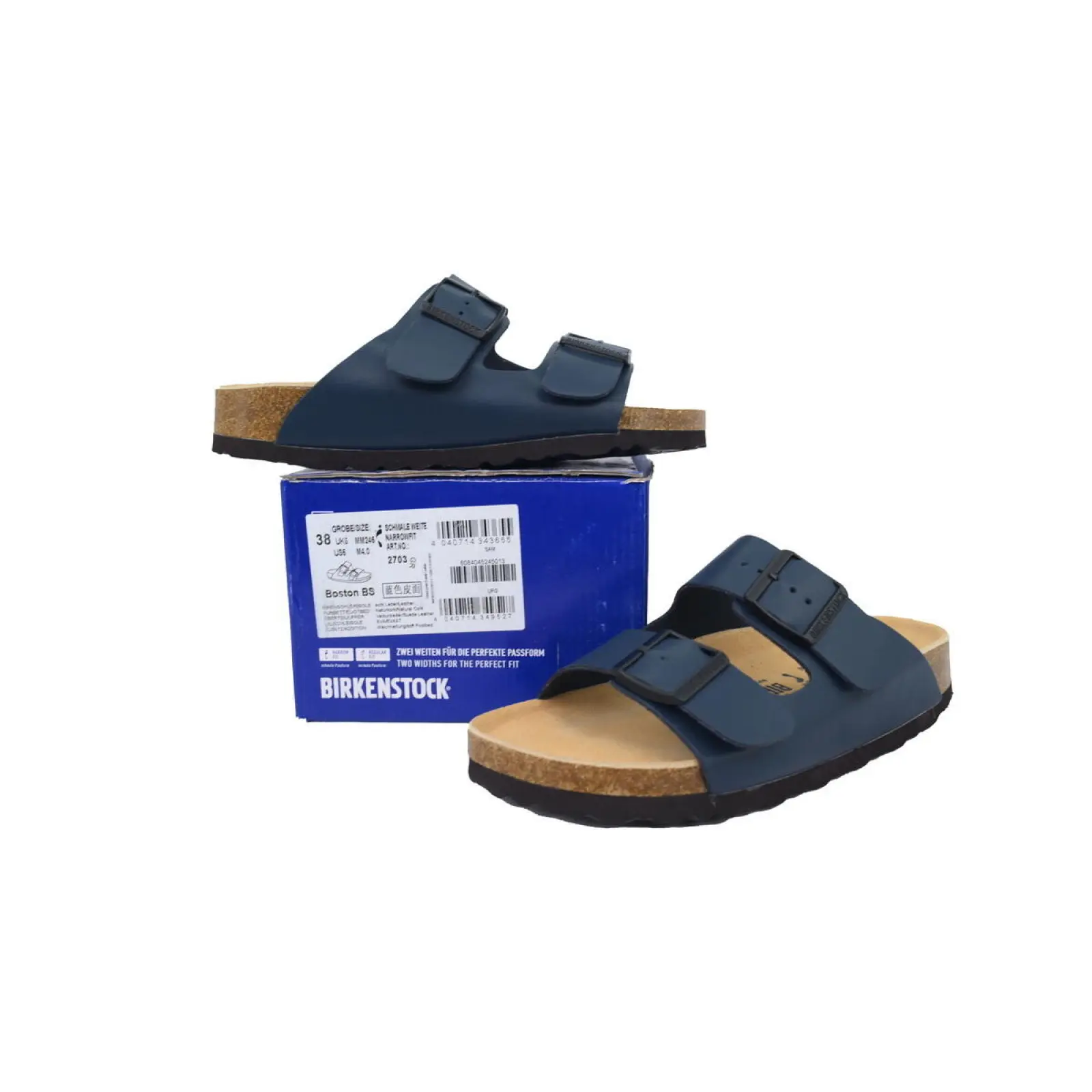 Birkenstock Boston Soft Footbed Blue Leather Surface
