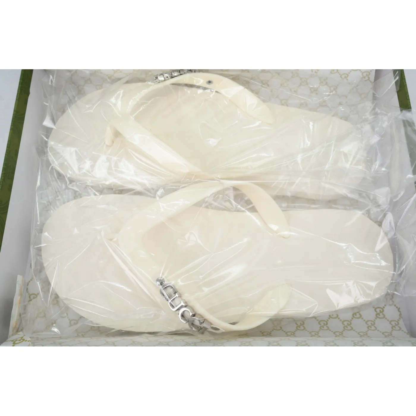 Gucci Slippers Silver Printed Rice White