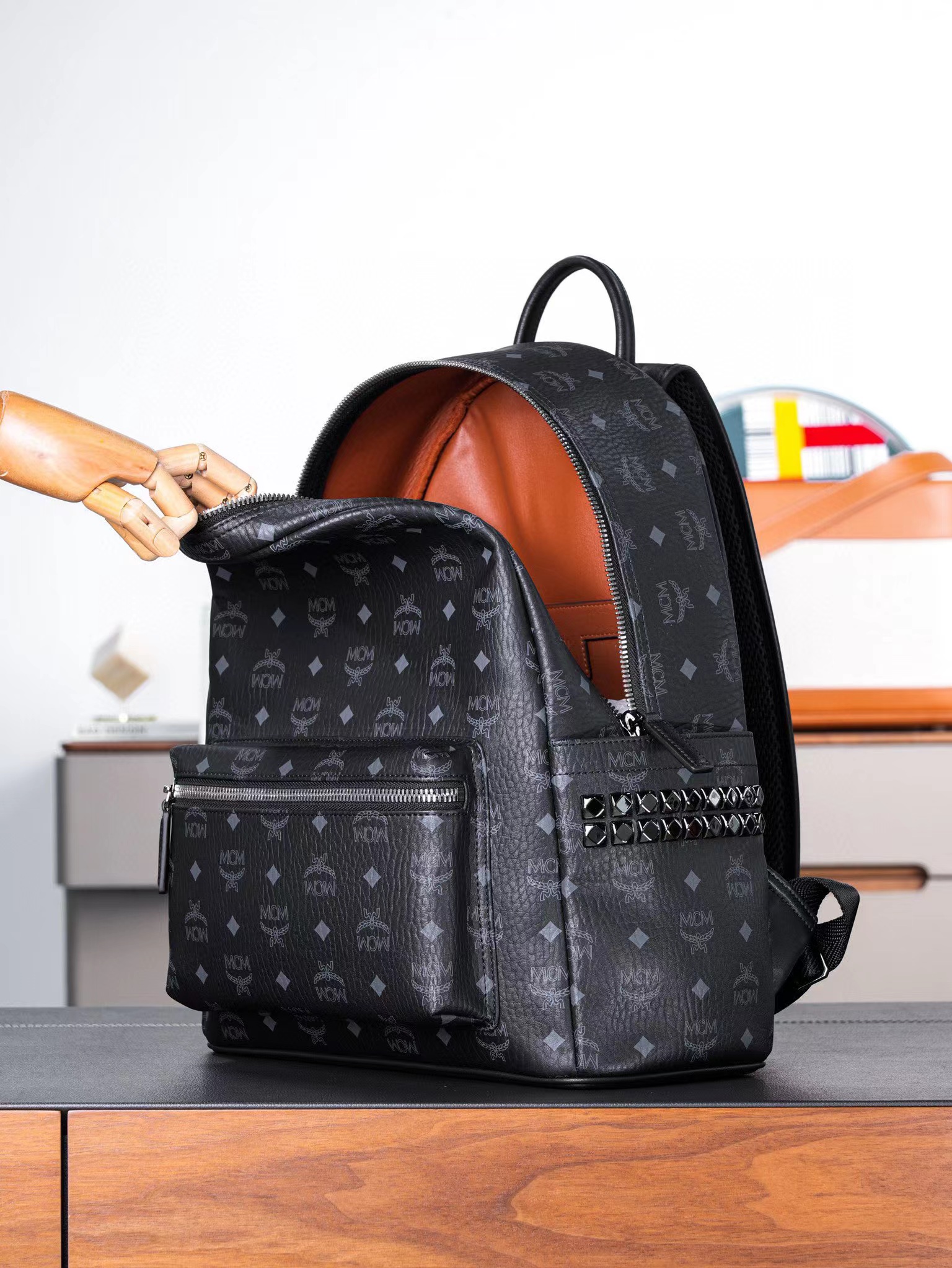 Mcm Stark Visetos Backpack Black