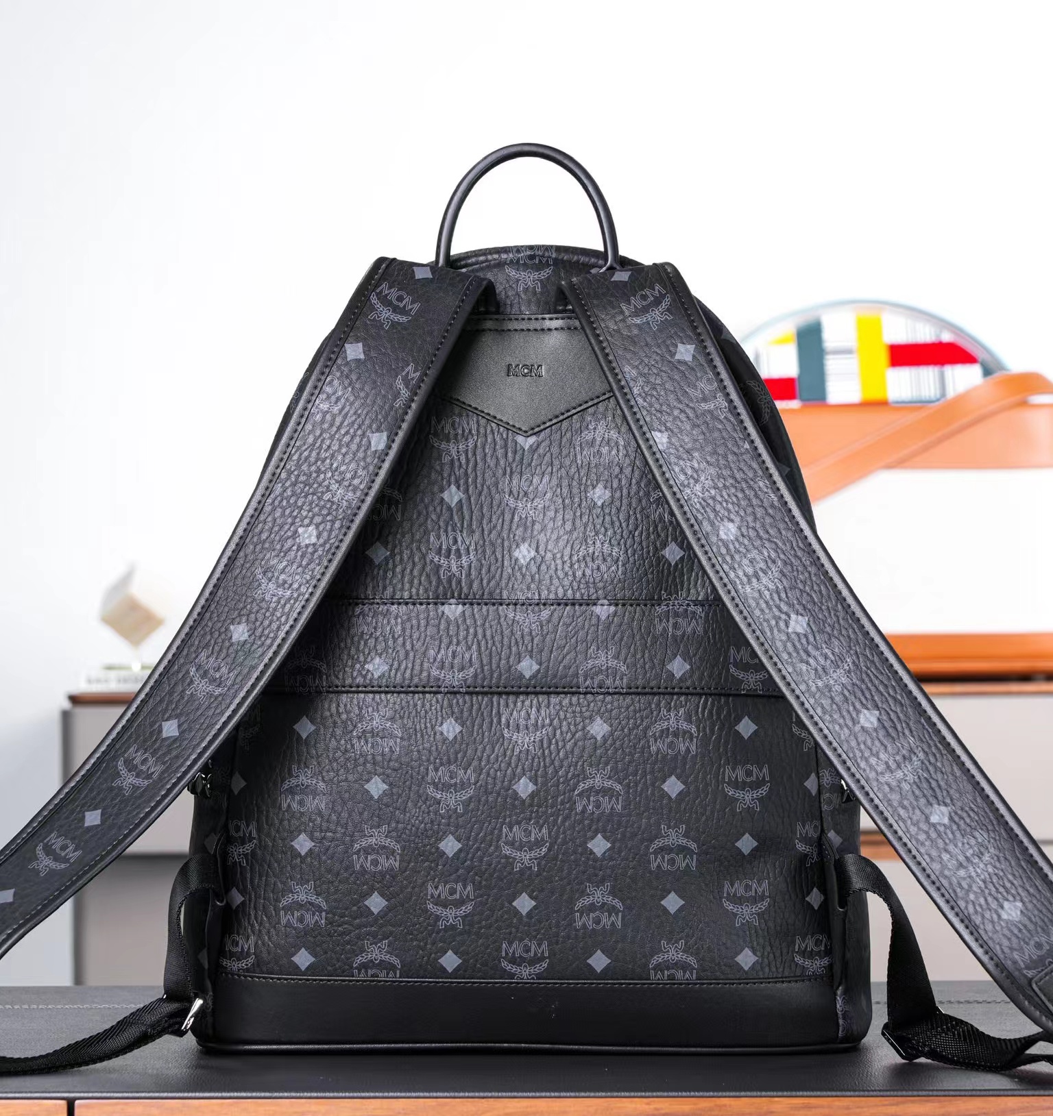 Mcm Stark Visetos Backpack Black