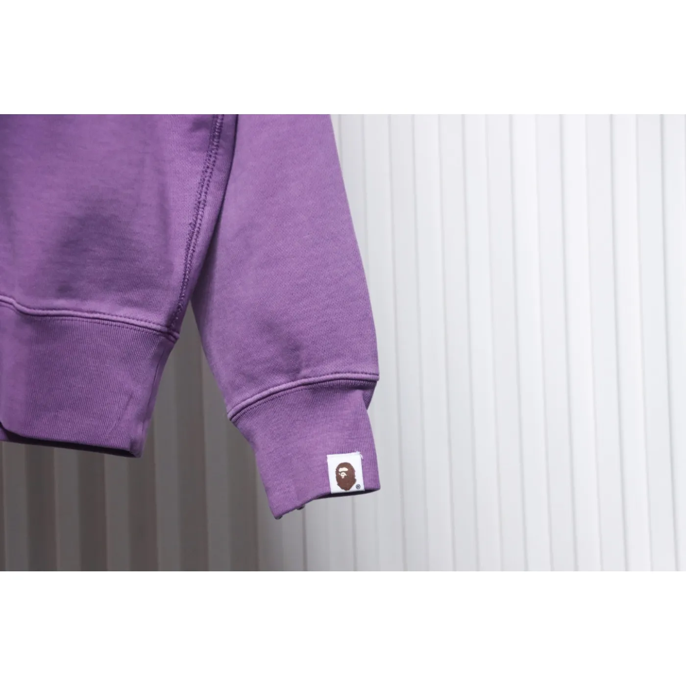 Bape Back Logo Lettering Ape Head Print Sweatshirt Purple White