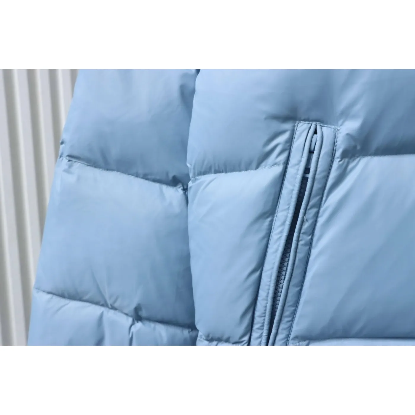 Moncler Patch Zippered Stand-up Collar Blue Down Jacket