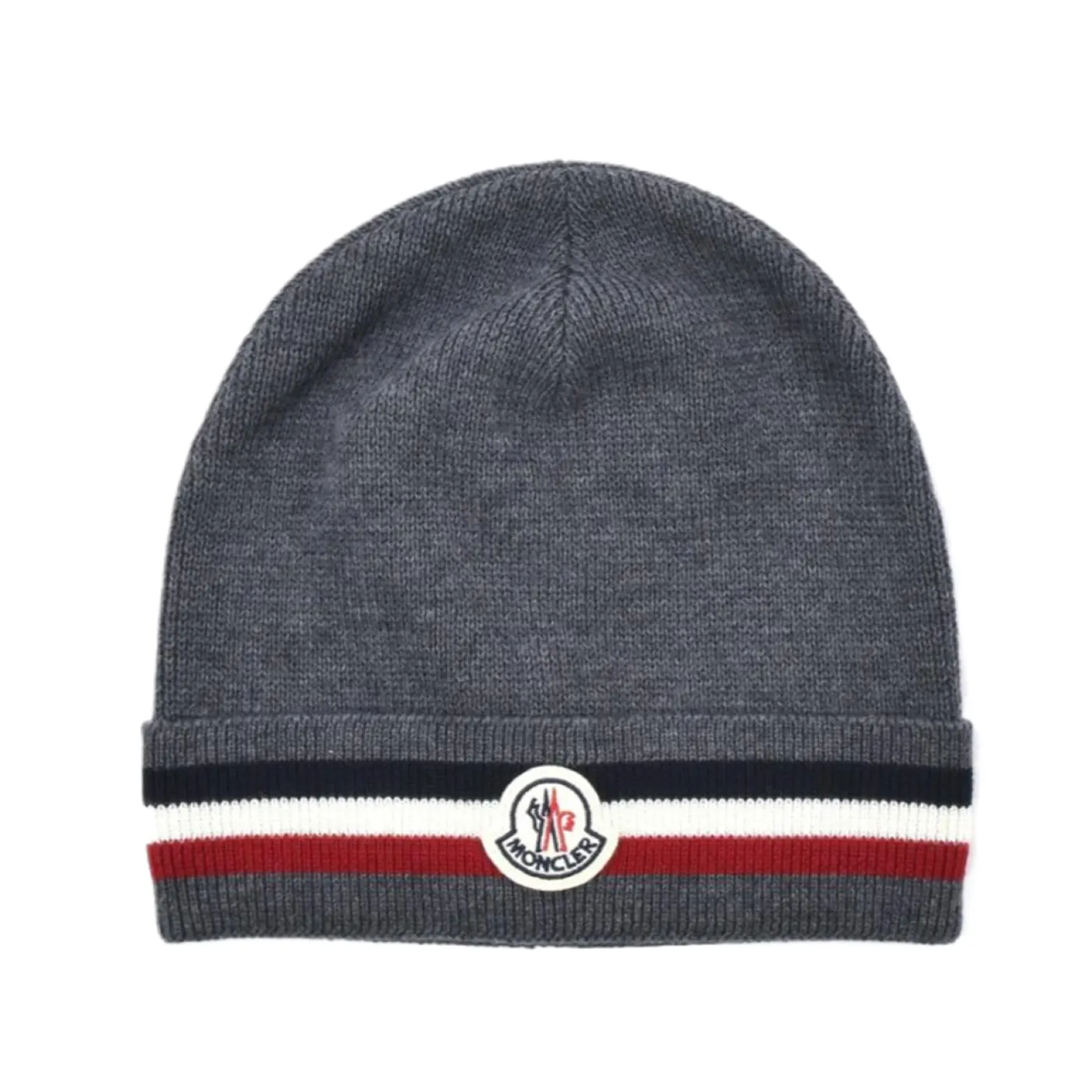 Moncler Cashmere Wool Beanie Striped Gray