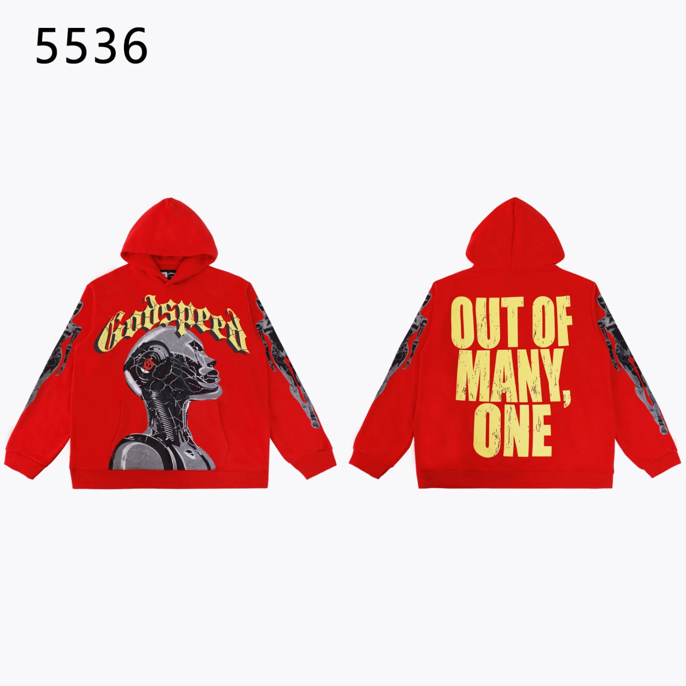 Godspeed Robot Print Hoodie Washed Red