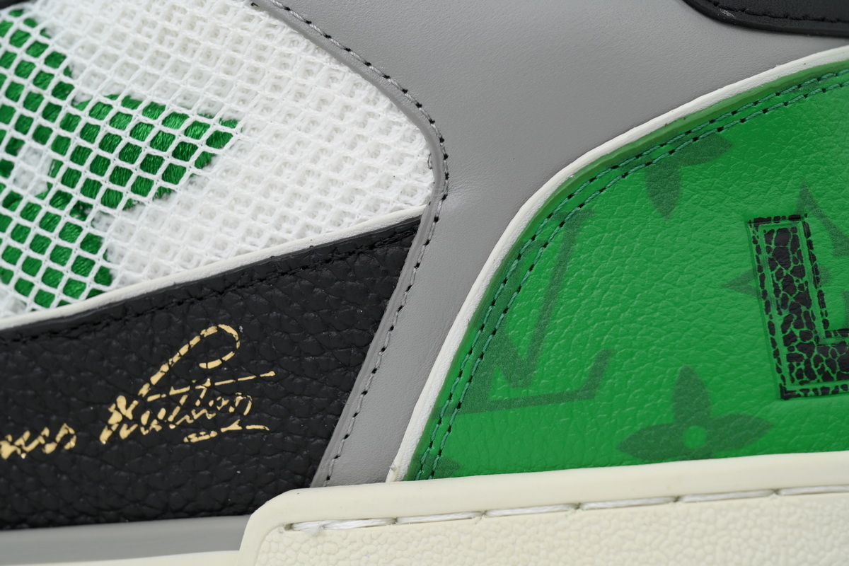Louis Vuitton LV Trainer Monogram strap Black White Green